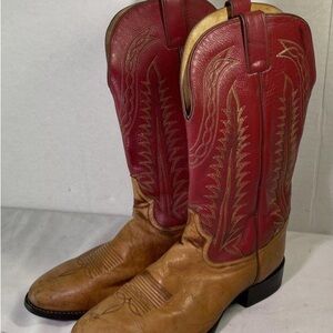 Tony Lama Red and Tan Western Boots